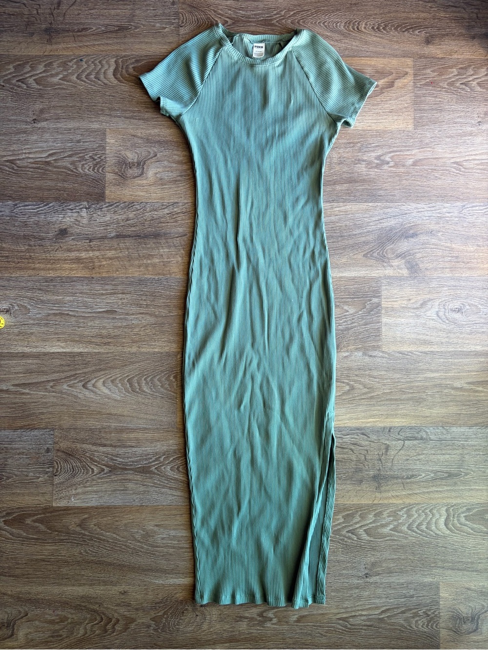 Victoria’s Secret PINK Ribbed sage Green Maxi Dress Side Slit Bodycon Dress M